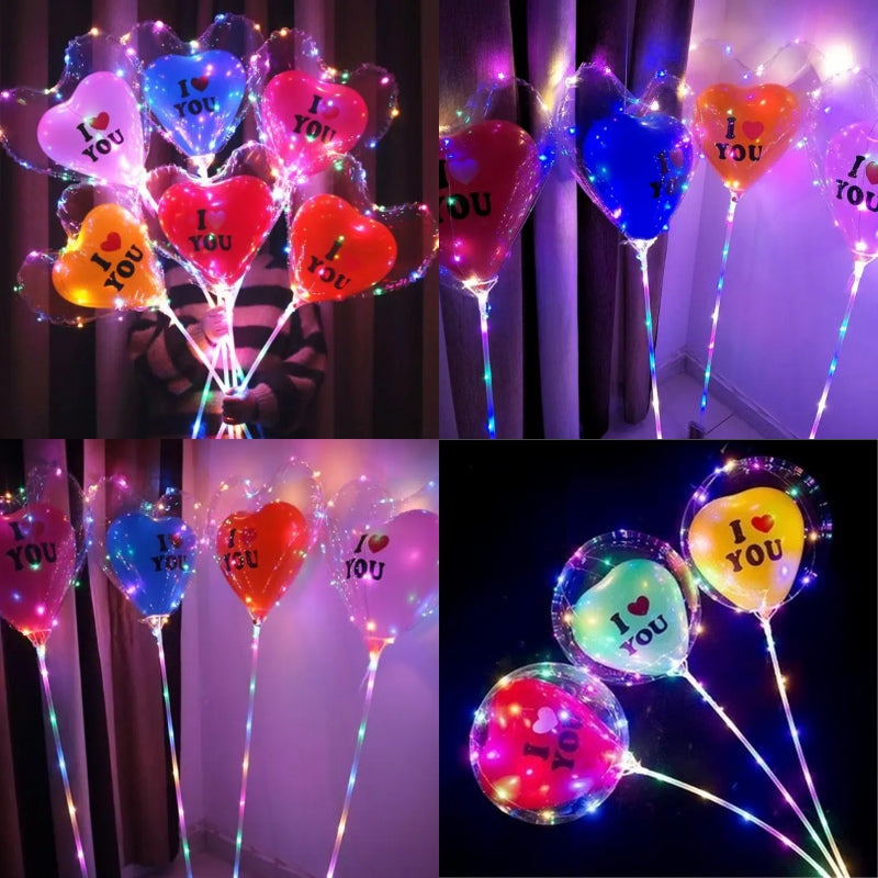 GLOBOS DE CORAZON LUZ LED